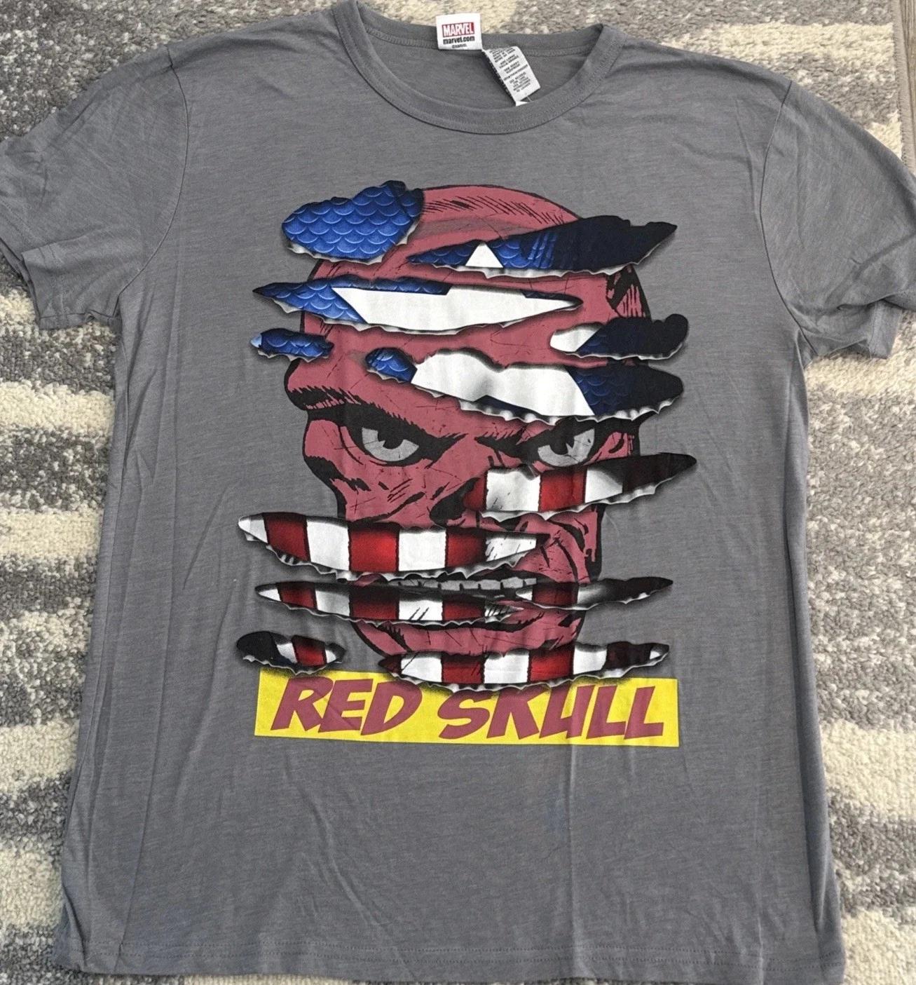 2015 Red Skull Captain America T-Shirt Size Large Officially Licensed Marvel Tee XL