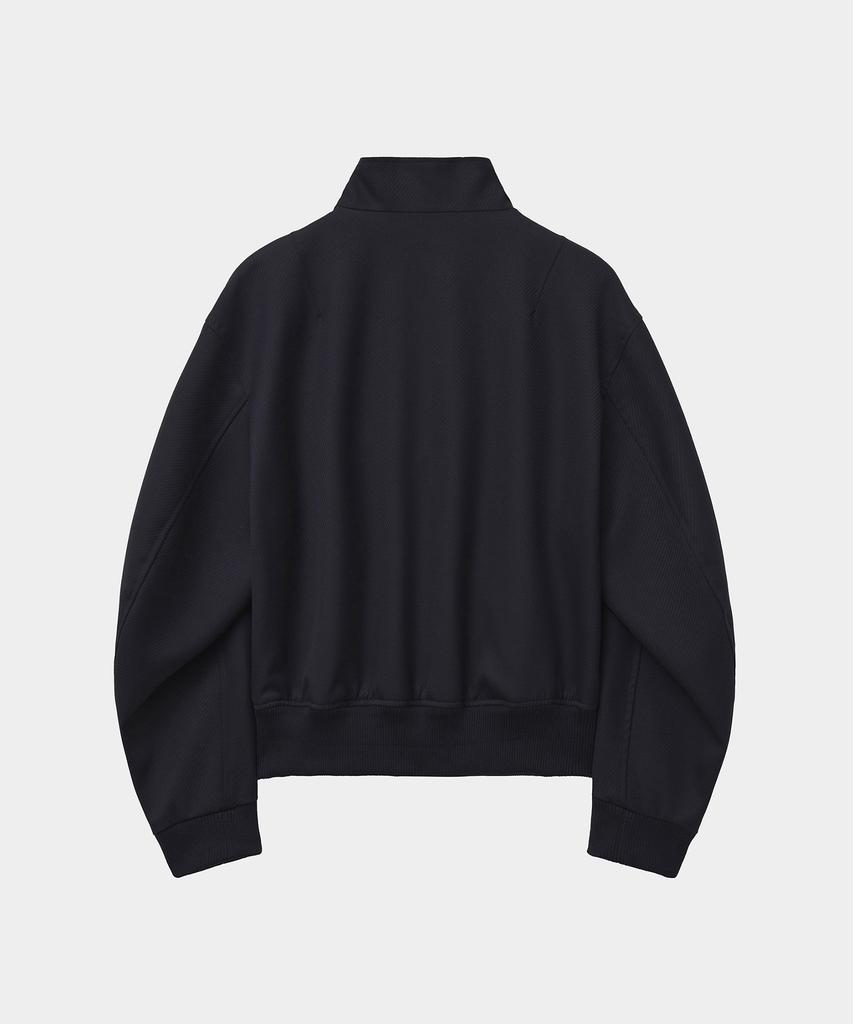 Noirer Wool Whipcord Harrington Jacket (Navy)