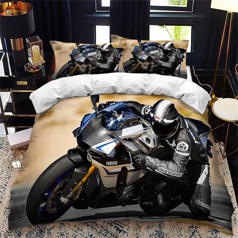3D Motorcycle Motocross Duvet Cover Racing Dirt Bike Sports Cross-country Race Bedroom Decoration Men Teens Boys Kids Children