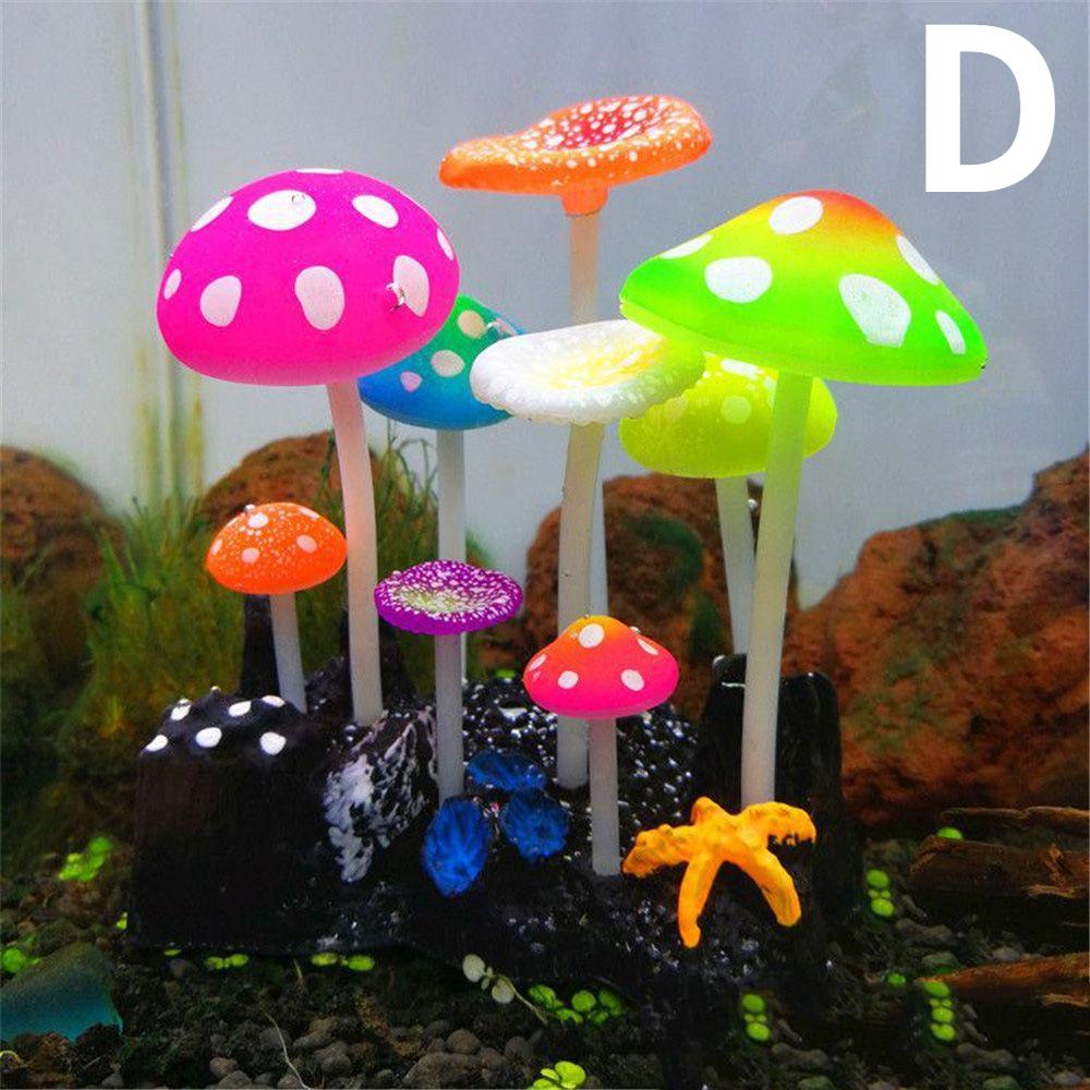 9pcs Artificial Plants Fish Tank Decorations Aquarium Water Grass Lotus Mushroom Ornaments Fluorescent Landscape Home Decoration