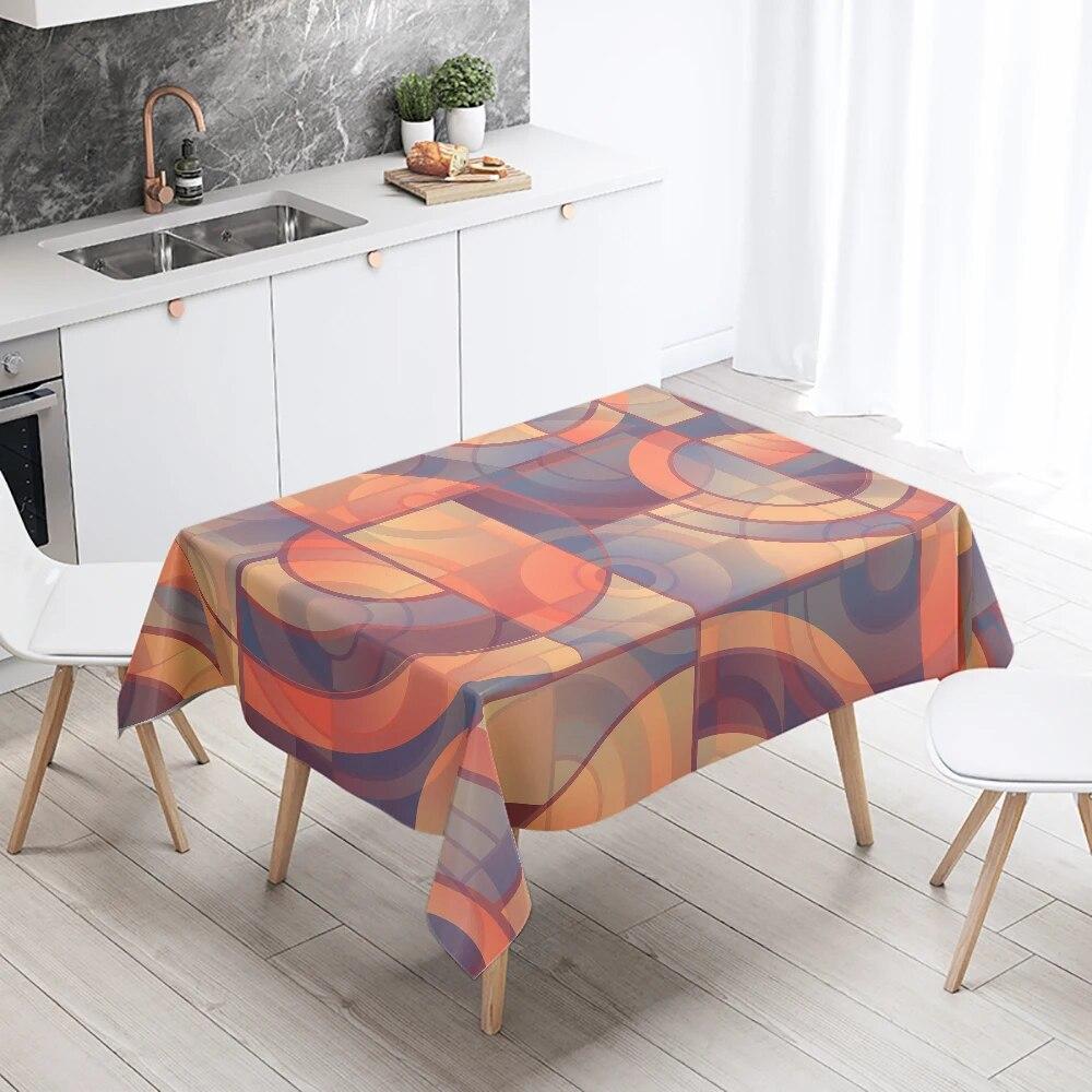 Abstrakte geometrische Tischdecke in Schwarz und Weiß, personalisiert bedruckt, Restauranttischdekoration, Ornament