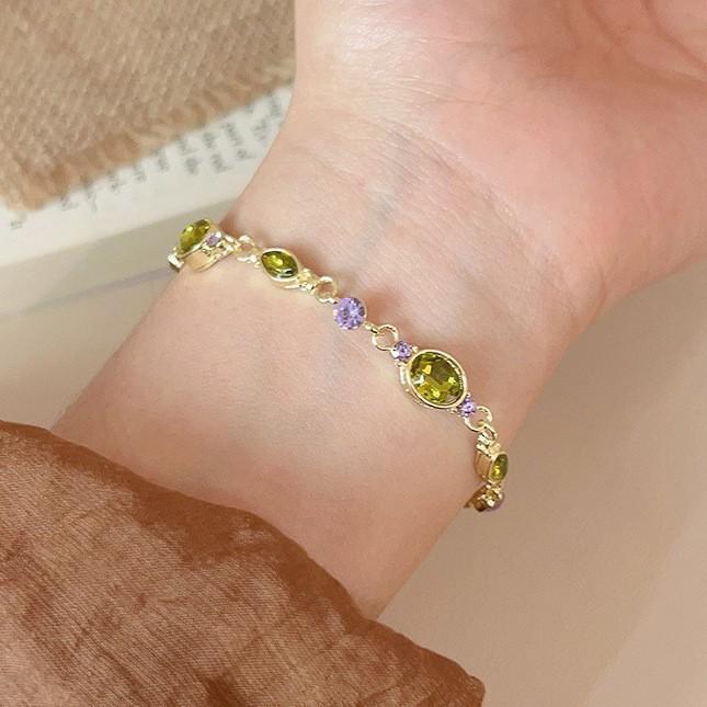 Wizard of Oz Green Flash Diamond Bracelet Women's Light Luxury Temperament Niche High-end Sense Exquisite Super Flash Olive Green Jewelry