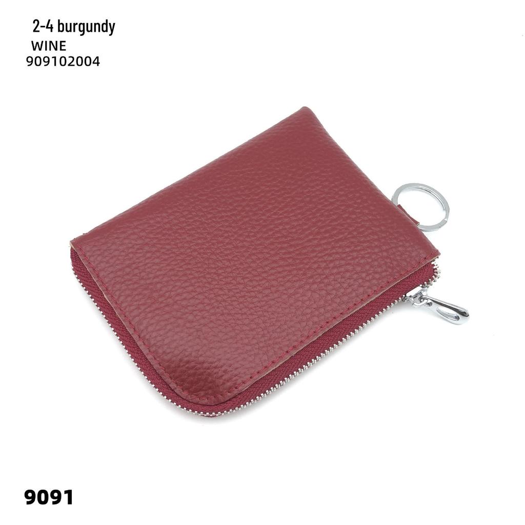 Wielofunkcyjny portfel na monety i wizytownik ze skóry bydlęcej z kółkiem na klucze