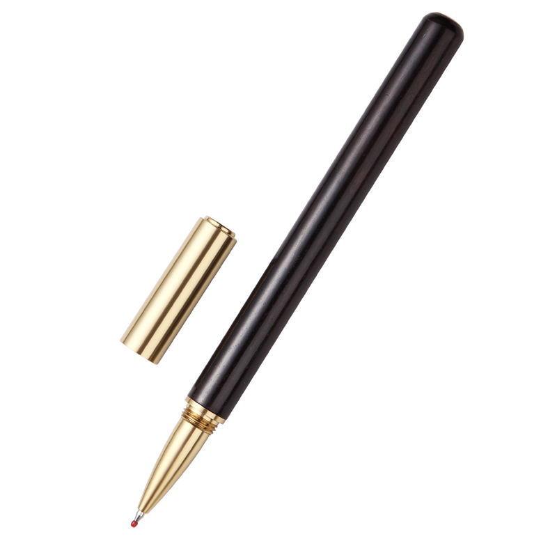 

Artisan Brass Red Gem Sign Pen - Elegant Black Sandalwood & Rosewood Ballpoint Pen for Home and Office, Ideal Advertising Gift эбеновый