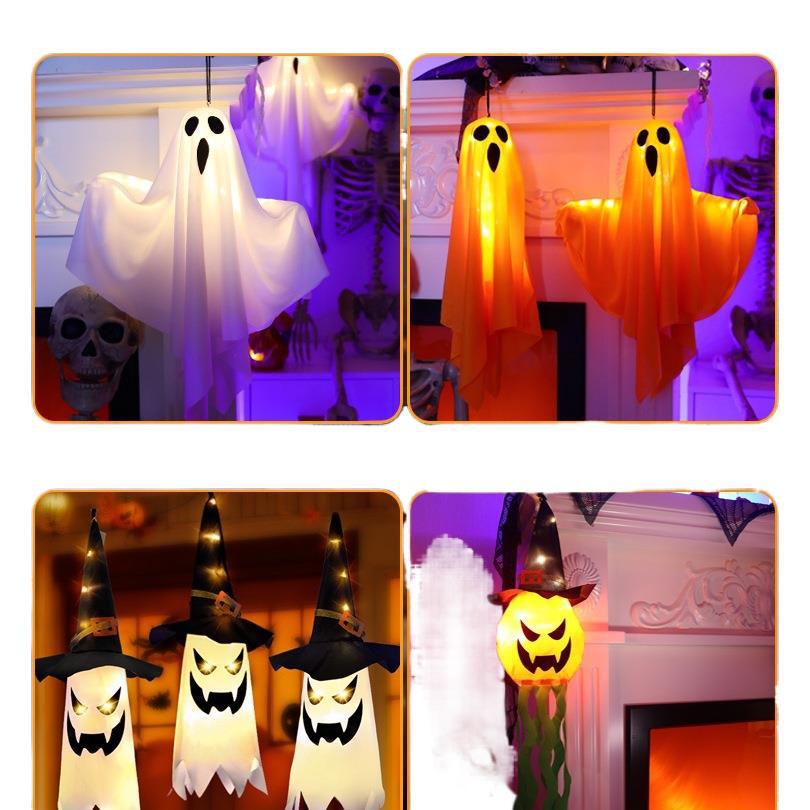 Glowing Ghost Lantern Pendant for Spooky Halloween Outdoor Decoration