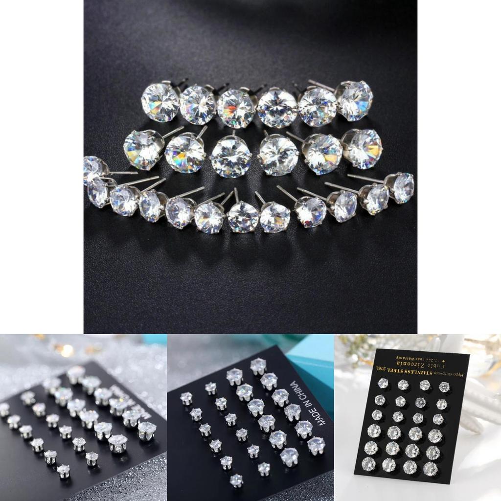 Water Crystal Jewelry Mini Stud Earrings With Microset For Womens Gift