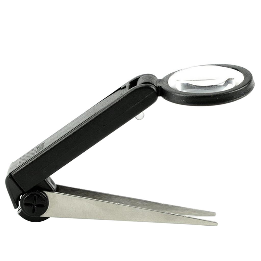 Portable 8x Magnifying Glass Multifunctional Magnifying Glass Tweezer Magnifying Glass Repair Tools for Jewelry Repair