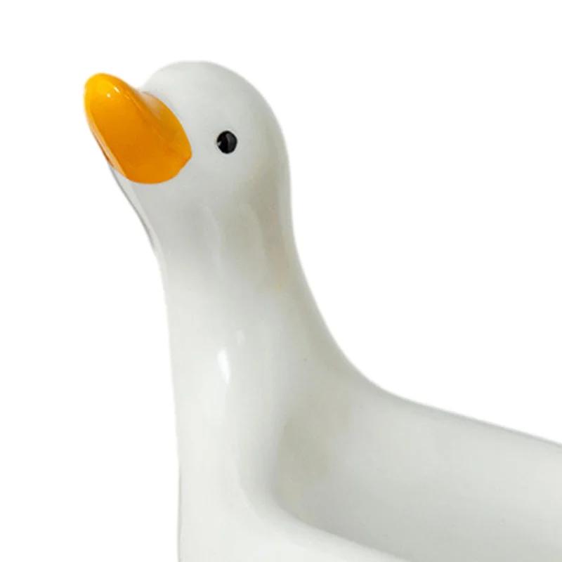 Ceramic Duck-Shaped Soap Dish with Self-Draining Design  for Shower Bathroom Kitchen Tub Sink Tray