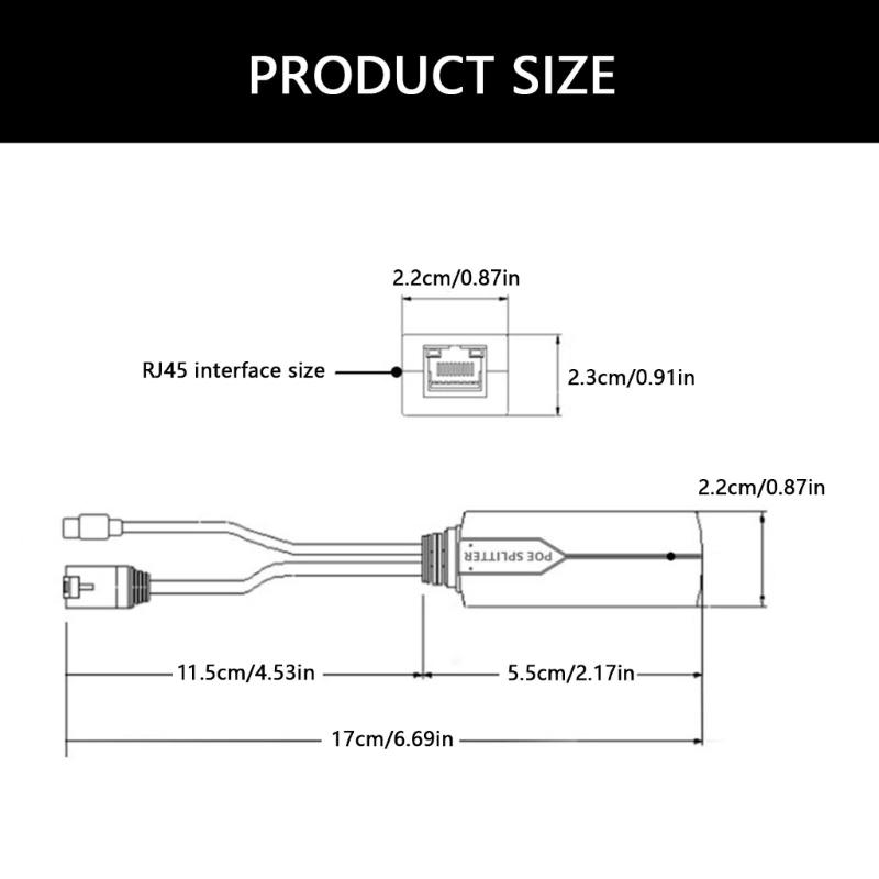 USB C PoE Splitter Converts 48V To 5V2.4A Power Supply For Gateways Ethernet Data And Power Supply Plugs and Play