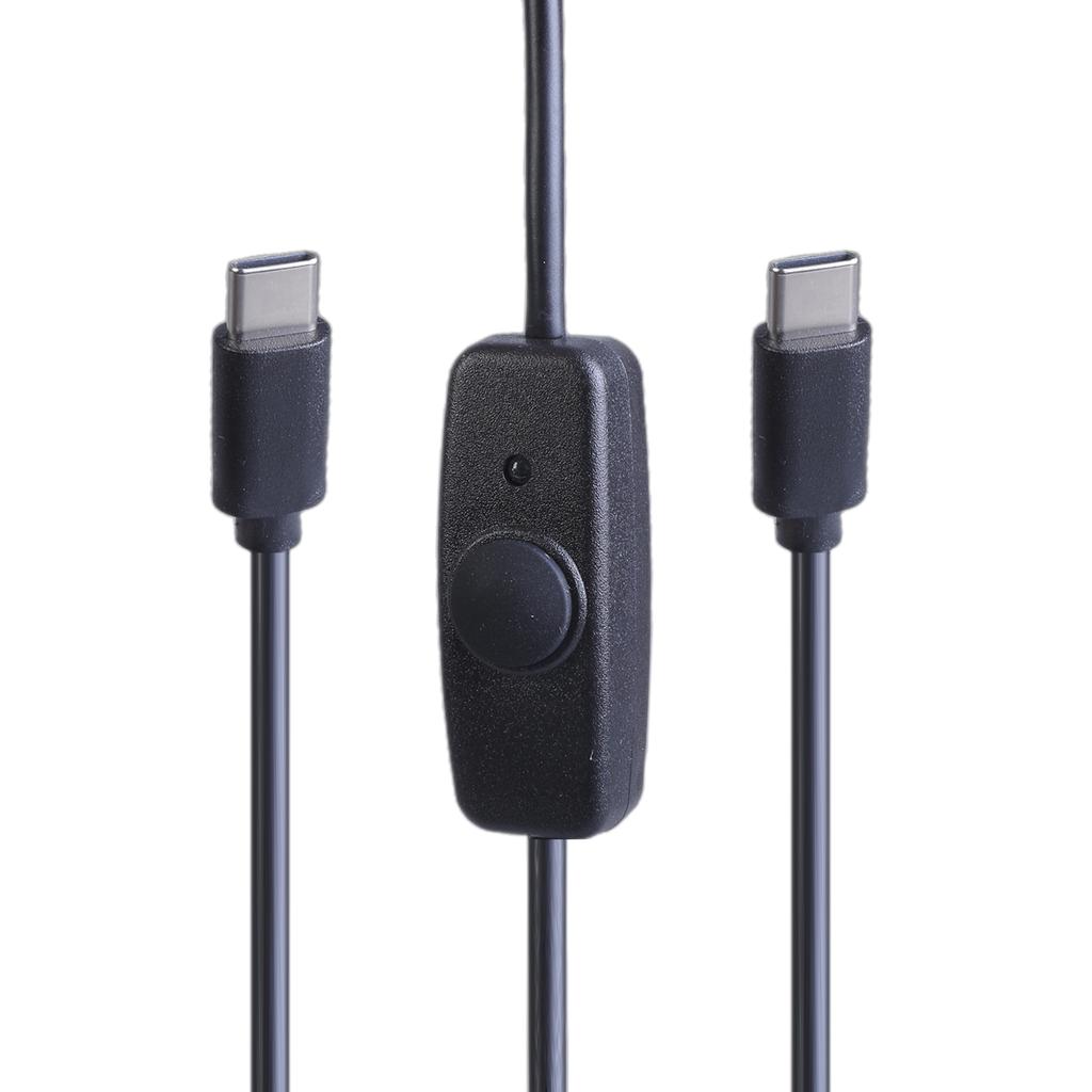 USB Type C Data Cable with Power Switch Button Male To Male Charging Extension Cord Wire for LED Light Fan Desk Lamp