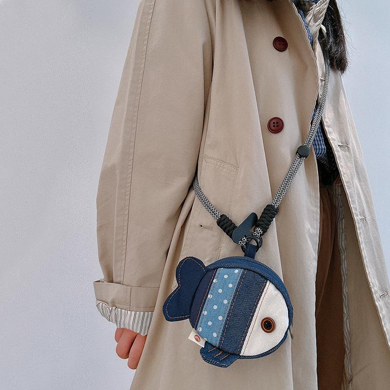 2025 New Clownfish Cartoon Mini Coin Purse: Cute & Versatile Denim Bag for Earphones