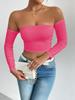 Solid Off-shoulder T Shirt Basic Long Sleeve Crop Top Women T-shirt Casual Tank Top Slim Female Crop Top Fashion Tee Shirt Y2k Streetwear