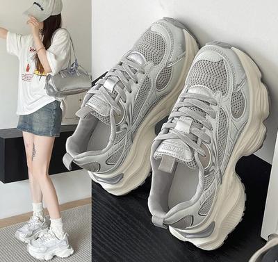Mode Dames Hoge Platform 5CM Hardloopschoenen Chunky Sneakers Mode Casual Tennisschoenen Ademend Verhoogd Dikke zool Sportschoenen