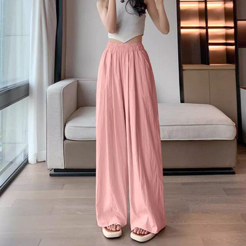 

Ice Silk Pleated Wide-Leg Pants: Single/Two-Piece Set, High-Waisted, Casual, Summer Style for Women 3XL (145-160 jin)