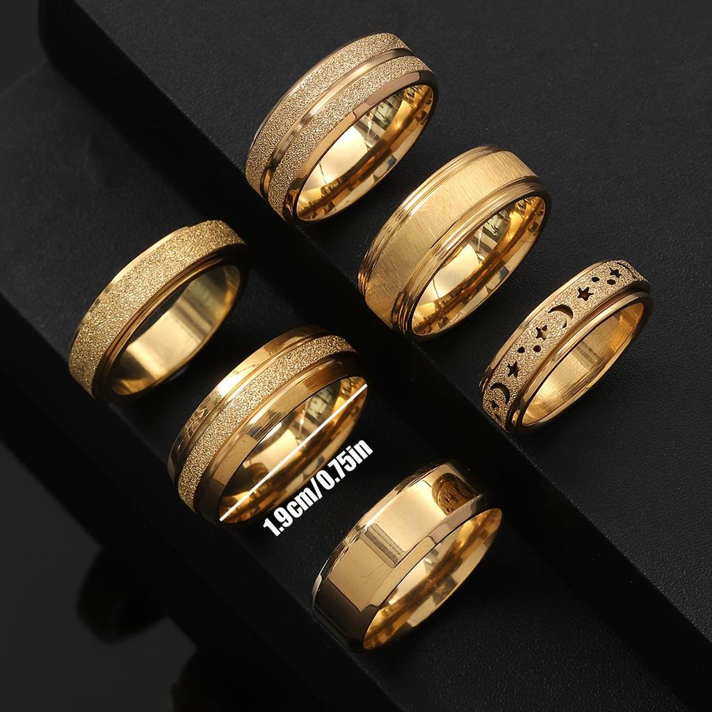 New Titanium Steel Ring: Frosted, Rotatable, Hip Hop Style, Stainless Steel Jewelry Set