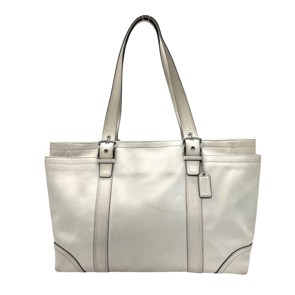 Used COACHTote Bag white leather Women