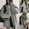 Oversized Women Hoodie Zip Up Hooded Sweatshirt Long Sleeve Pocket Jacket Top Solid Color