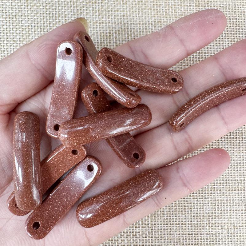 Natural Amethyst & Rose Quartz Bent Tube Connector for DIY Bracelets
