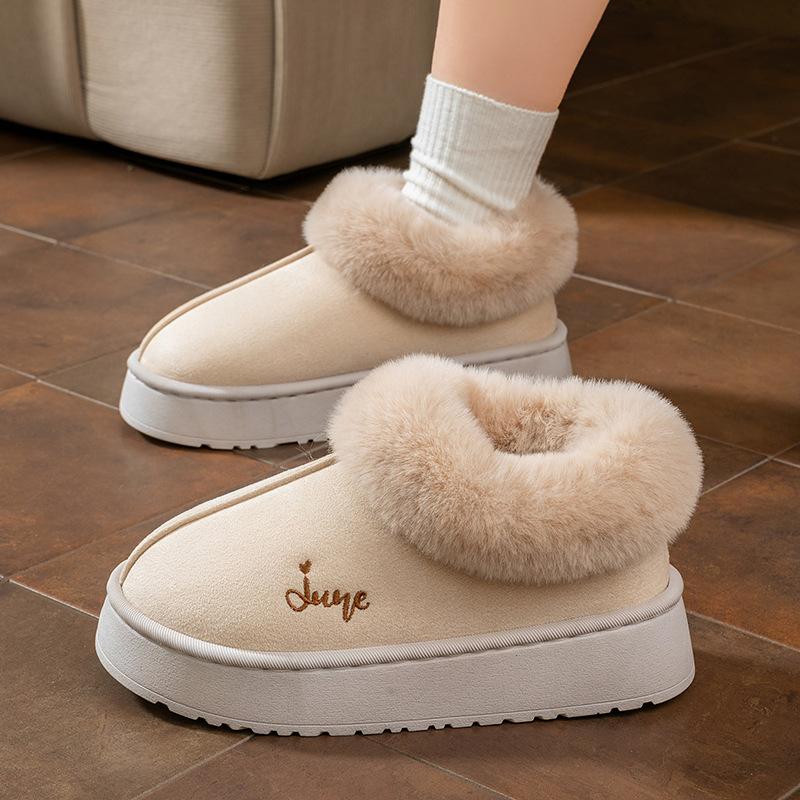 Root cotton slippers autumn and winter indoor and outdoor thick-soled plush thickened warm couple home shoes