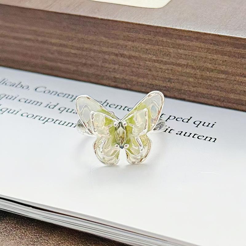 Enamel Dripping Oil Butterfly Series Zir*****Pen Ring Niche Design Light Luxury High Sense Personality Ring Woman