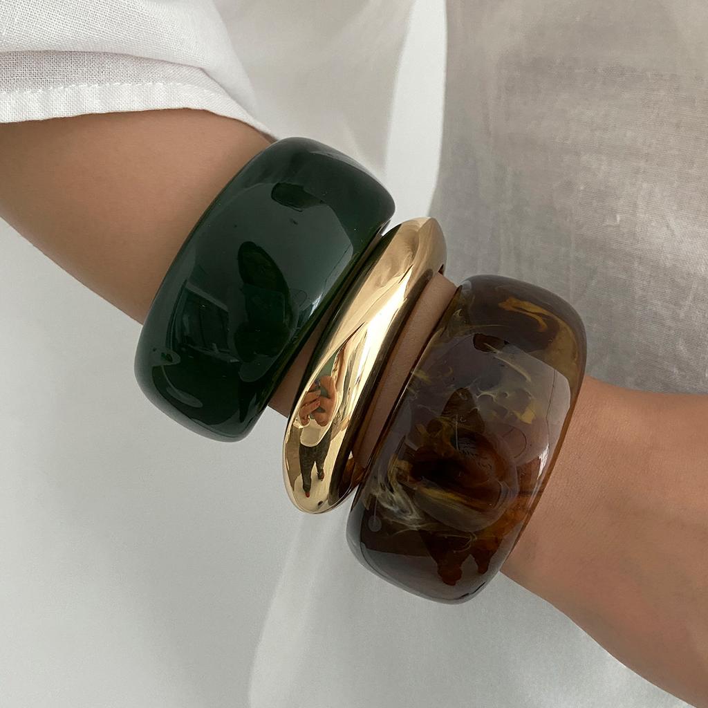 Vintage Resin Cuff Charms Bracelet Bangles for Women Fashion Jewelry Acrylic Wide Irregular Geometric Party Bangle For Girls