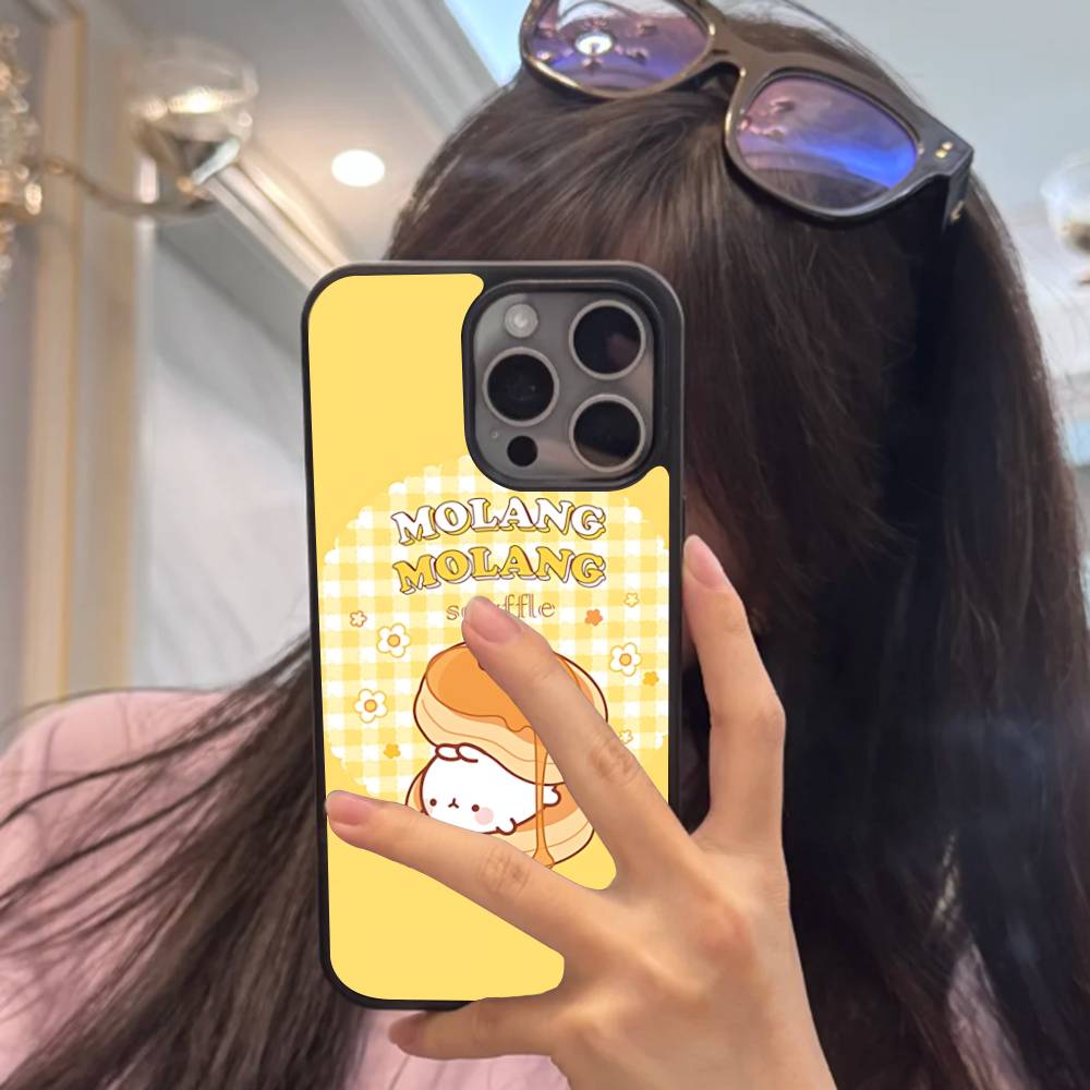 Kawaii Cute Rabbit M-MolangS Anime Phone Case For IPhone 17 16 Pro Max Air 13 12 Mini 14 15 Plus 11 PC+TPU Back Cover