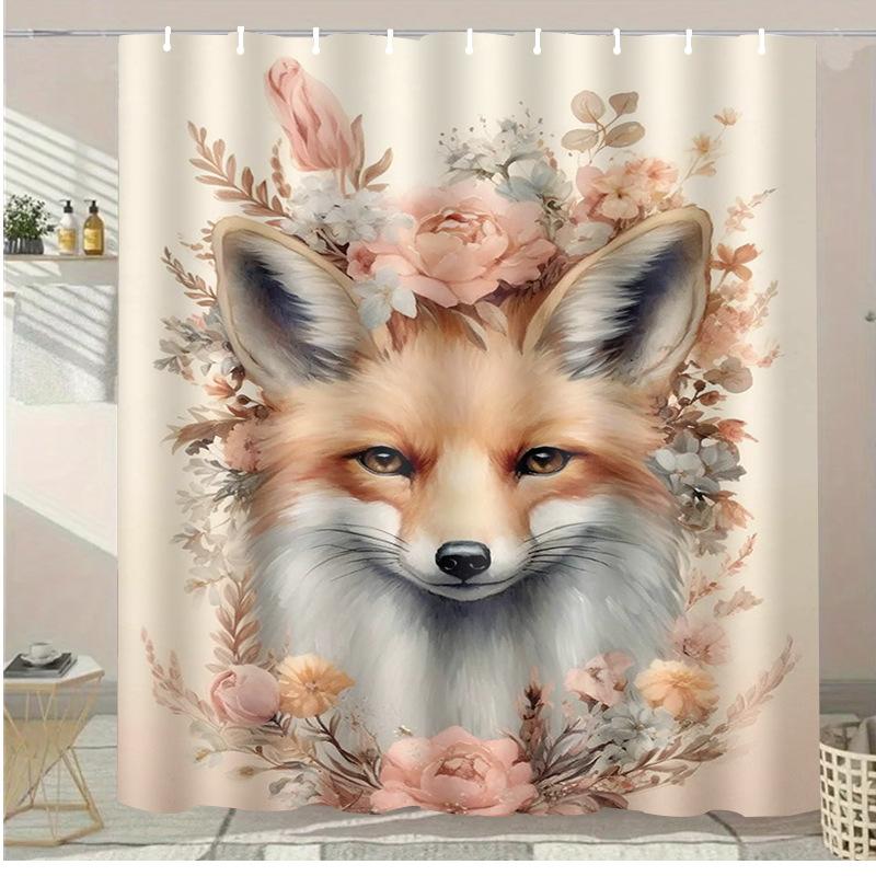 

Cute fox flower washable Dirt-Resistant Shower Curtain Shower Head waterproof Polyester Bath Curtain For Home Decor Accessories 70x140CM