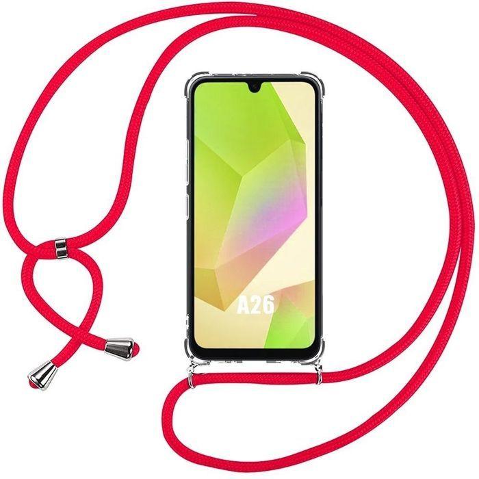 Coque de protection - BOOLING - pour Samsung Galaxy A26 5G - TPU Transparent - avec Cordon Rouge - Antichoc