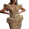 Herbst Winter Damen Sexy Pailletten Quasten Schleppe Bodycon Bankett Partykleid für den grenzüberschreitenden Handel