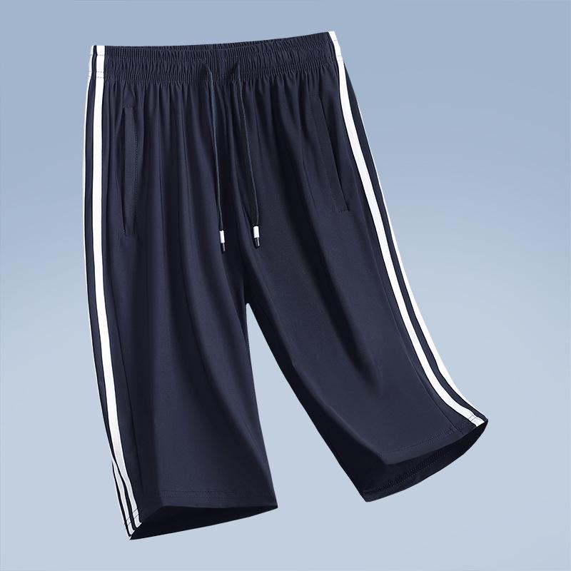 Ice Silk Cropped Shorts for Men's Summer Thin Shorts, Men's Casual Sports Mid Length Pants, Plus Size Pants