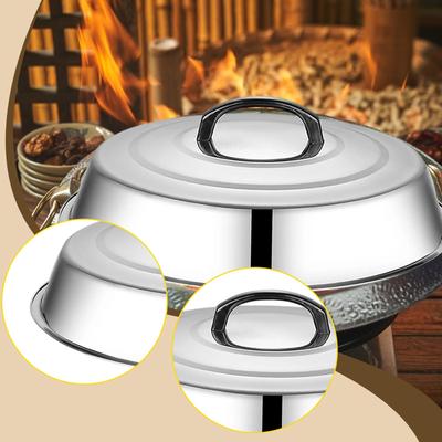 Grillhaube Pfannendeckel Edelstahl Ergonomischer Knaufabdeckung für Bratpfanne Burger Käseschmelzen Grillen