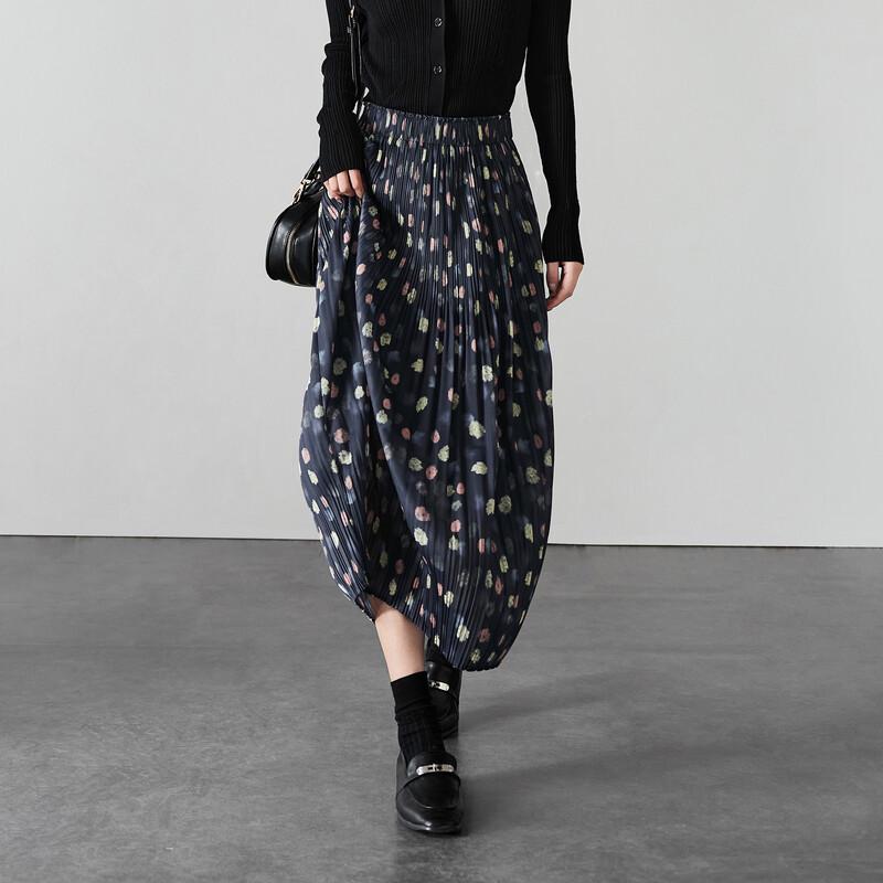 SOFSIL Women's Retro Floral Pleated Midi Skirt