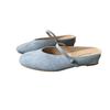 Half-slipper Women's Summer Shoes with A Square Toe Flat Bottom Low Heel and A Single Strap Mary Jane Muller