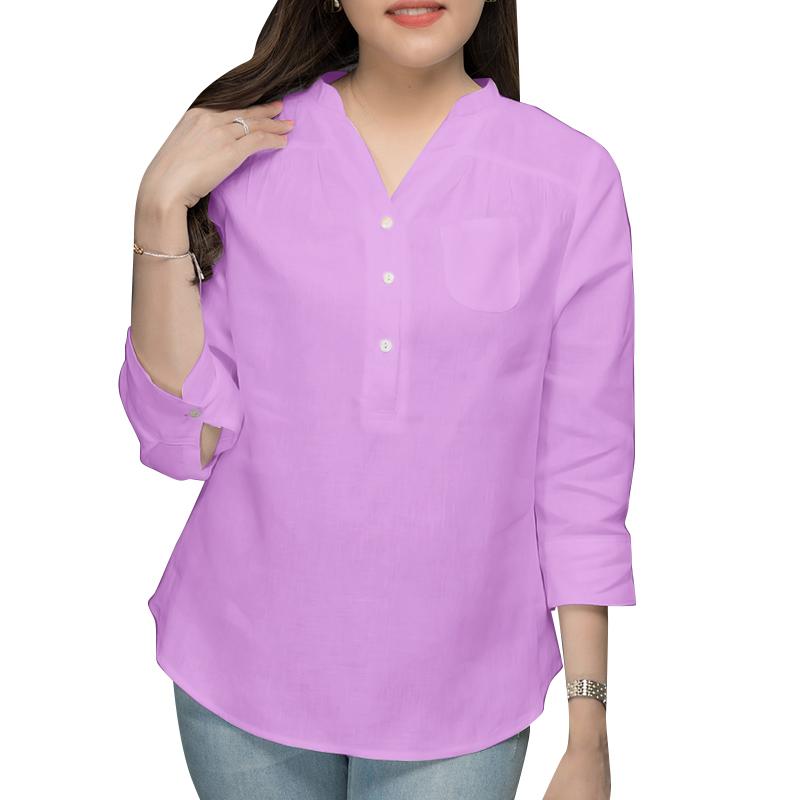 ZANZEA Women Casual V-Neck Solid Color Loose 3/4 Sleeve Blouse