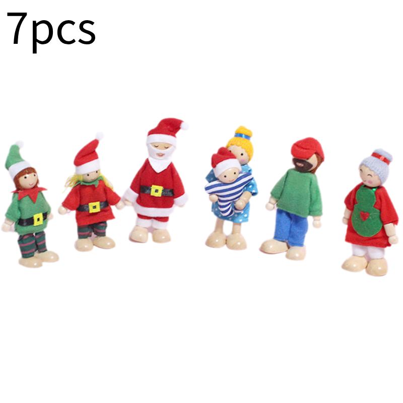 

Мультяшные 7 шт. Рождественские деревянные семейные куклы игрушка игровые аксессуары детский подарок