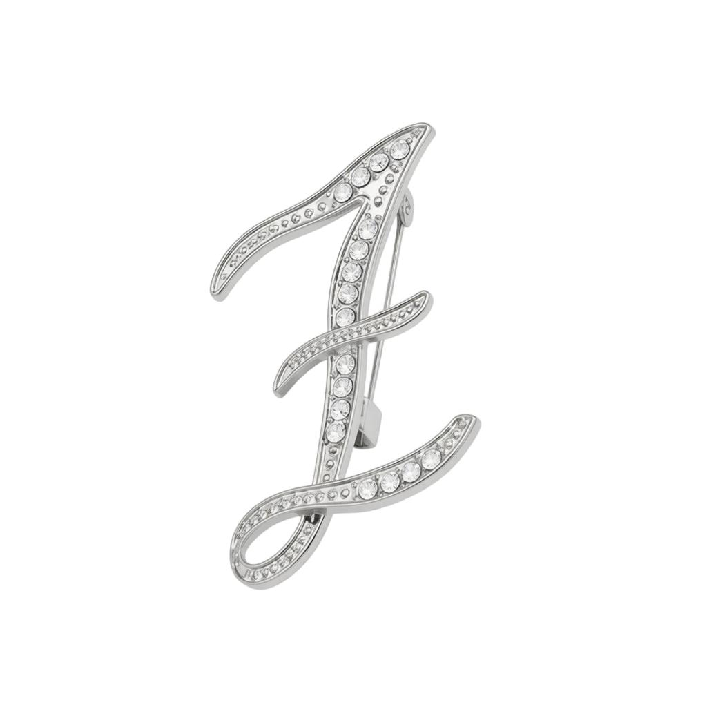 Alloy Letter Brooch with Embedded Crystals Elegant Alphabet Pin Suitable for Formal and Casual Wear Stylish Metal Letter Accessory