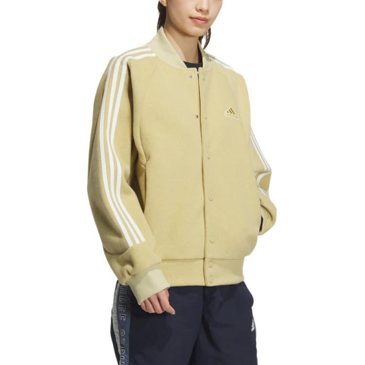 Adidas FW24 3-Stripes Warm Series Loose Fit Casual Sports Long Sleeve Jacket Unisex Jackets Sand-Brown JI6640