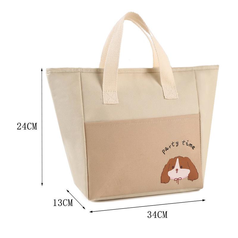 Cute Insulated Lunch Bag For Students With Carry Handle Animal And Letter Prints For School And Travel