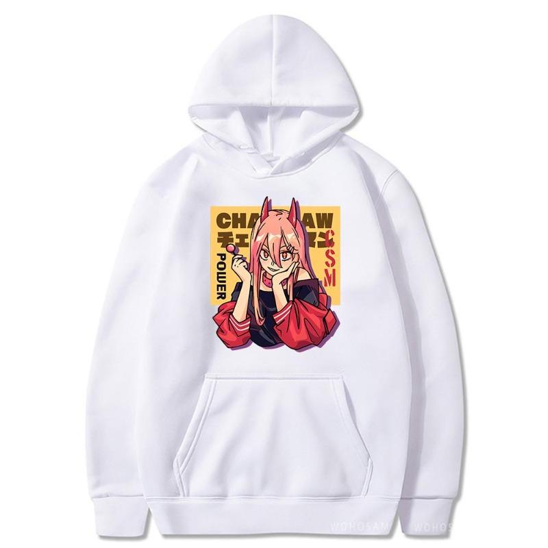 2026 Anime Power Chainsaw Man Makima Warm Hoodie Kawaii Girl Graphic Harajuku Cartoon Otaku Sweatshirt Autumn Winter Sweatshirt