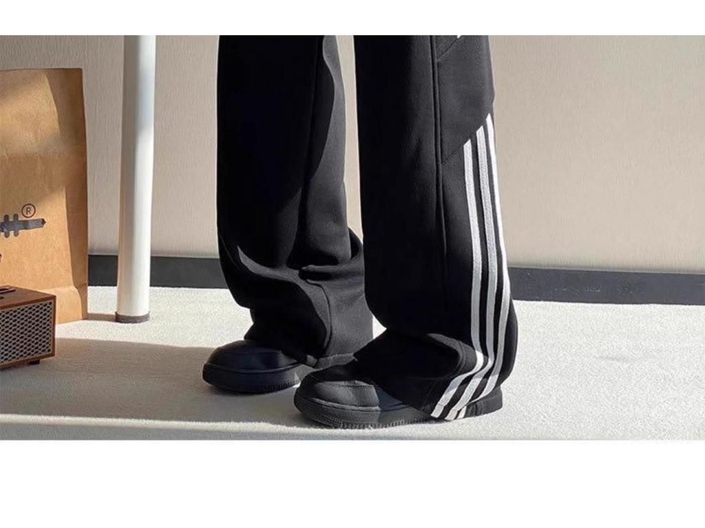 Men's Wide-Leg Striped Casual Pants - New Autumn/Winter 2025 Trend, Plus Velvet, Loose Fit