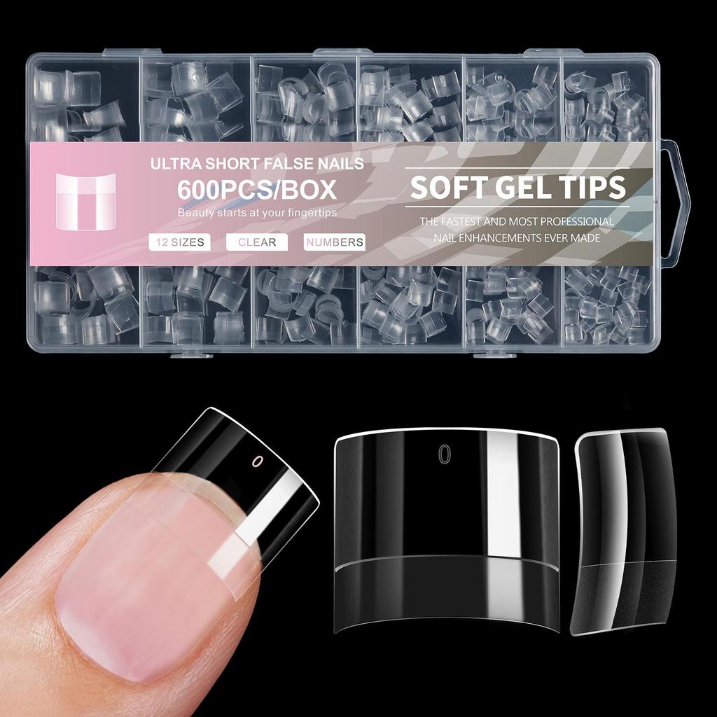 Art des Ongles Tampons pour Ongles Ultra-Courts Sans Gravure et Sans Marqueurs Doigt Faux Mat Européen et Américain 600 Pièces Tampons pour Ongles
