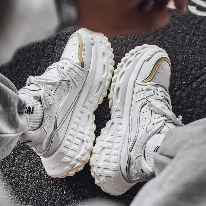 Fashion Men's 2025 Spring Mesh Breathable Thick Soled Casual Shoes Outdoor Hiking Height Increasing Comfortable Non slip Sports Sneakers