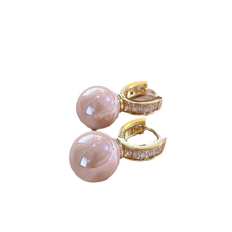 Earrings, Pink Pearl Earrings, Women'S Niche Design Ear Buckles, Light Luxury French Earrings