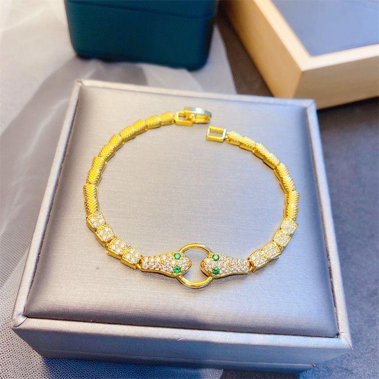 Gold Color High-grade Snake-shaped Full-drilled Snakehead Bracelet Female Vietnamese Sand