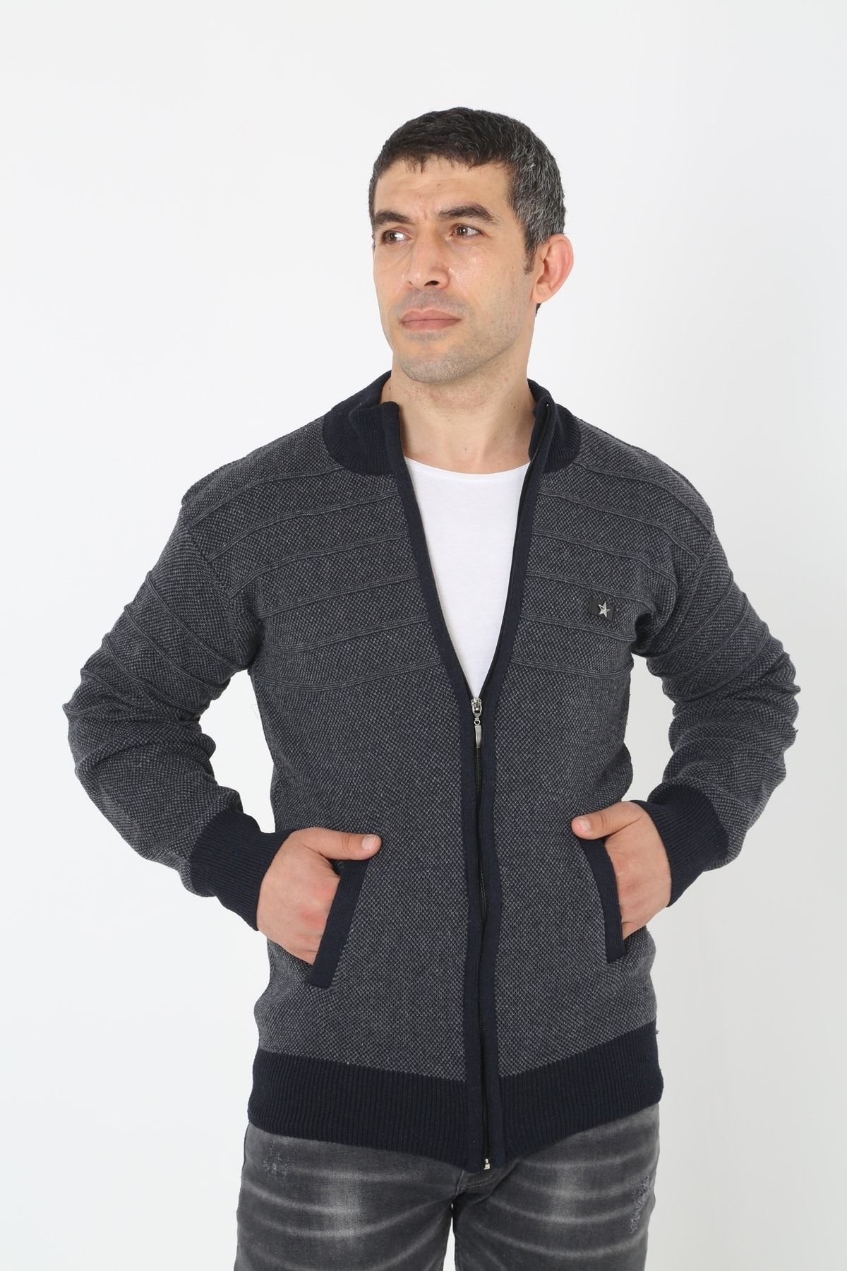 

Men s Plus Size Plus Size Cardigan Dad Super Oversized Knitwear Zippered Knitted Cardigan Sweater 2XL