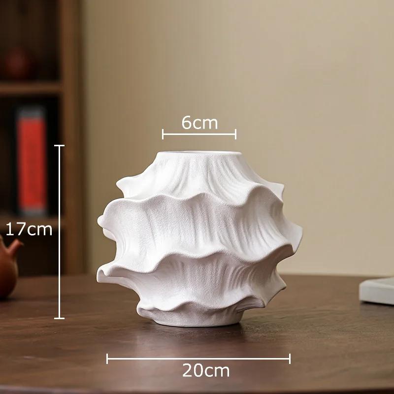 

Creative Wave Shape Ceramic Vase Desk Decoration Flowers Arrangement Artificial Flower Decorative Vases Room Aesthetic Decor білий