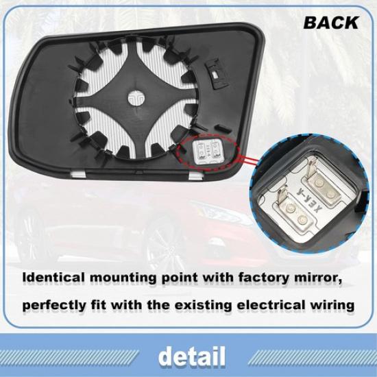 Heated Mirror Glass, with Rear Holder, Compatible with Altima Sentra Nisan-R