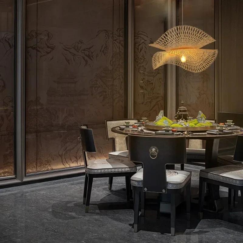 Led Rattan Natural Wicker Pendant Light Fixtures Weaven Hanging Lampshade for Living Room Bedroom Decorative Lighting Handcraft