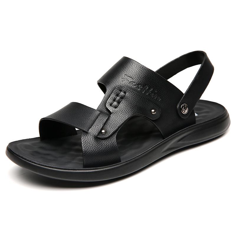 Plus Size 38-48 Men'S Sandals Multifunctional Slides Split Leather Summer Footwear For Man Slippers