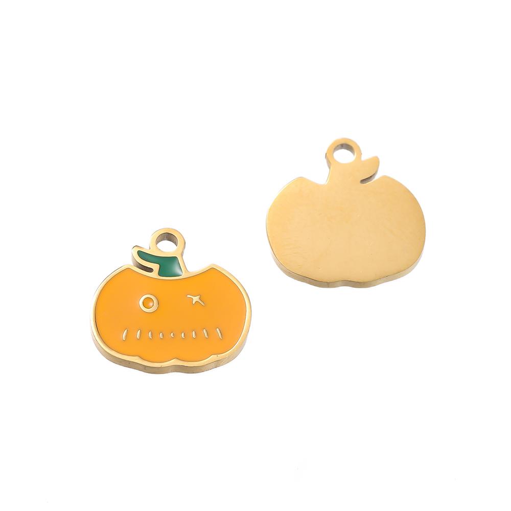 1pcs Stainless Steel Cartoon Halloween Enamel Charms Pumpkin Skeleton Ghost Bat Cat Pendants for DIY Jewelry Making Accessories